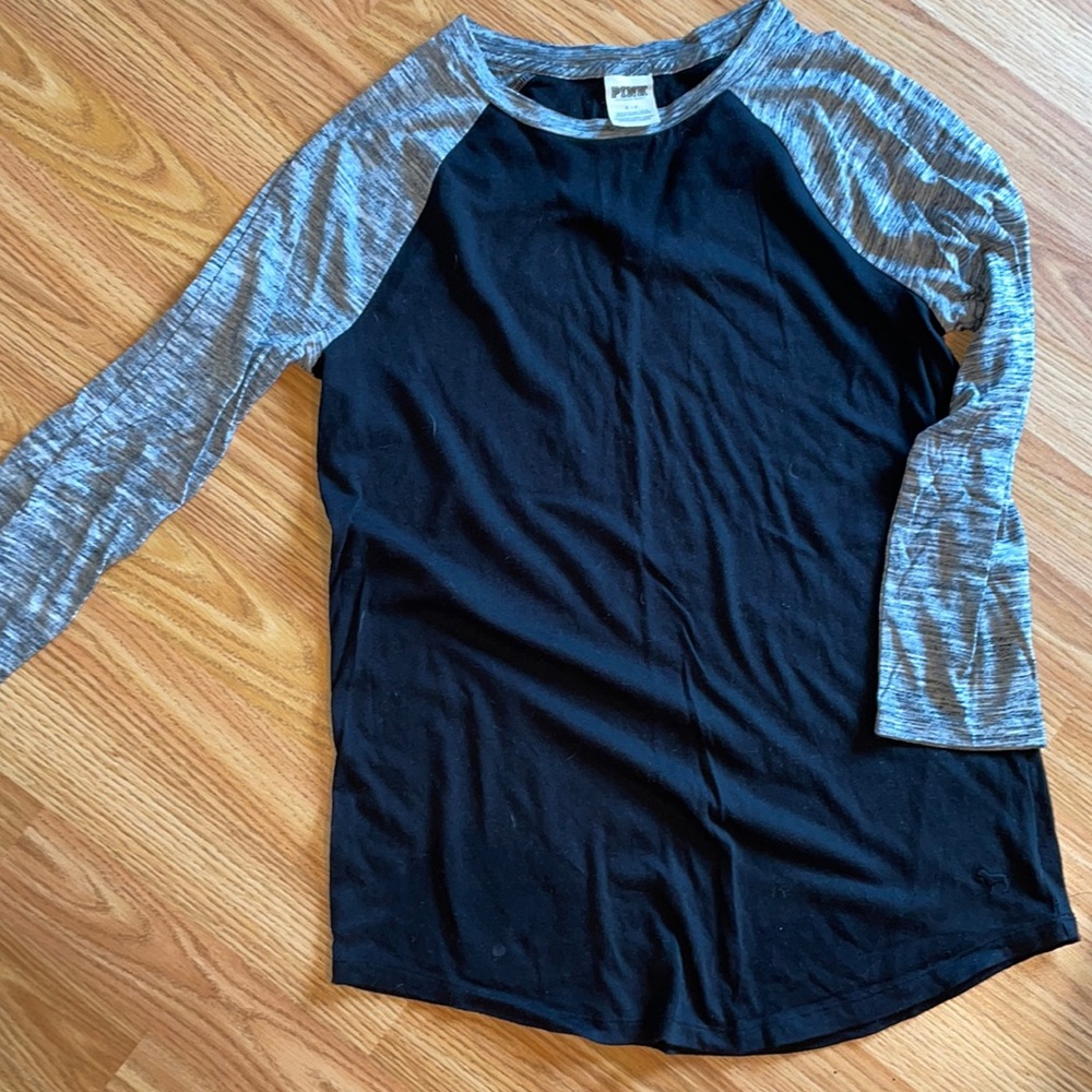 black and grey baseball tee